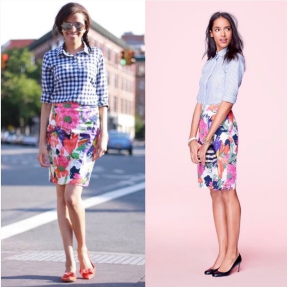 J Crew Floral Pencil Skirt